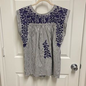 Spirit Dress Striped Embroidered Blouse